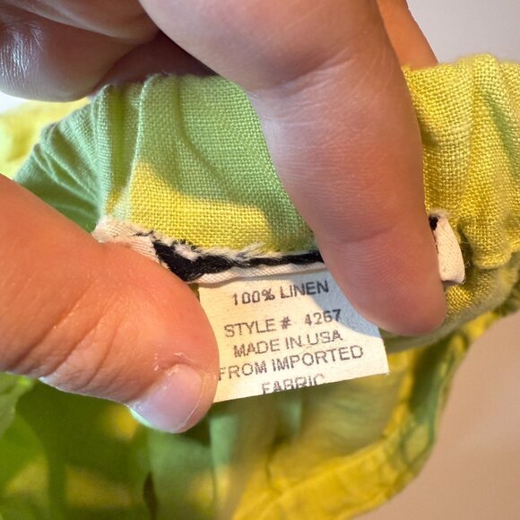 Habitat Women L 100% Linen Pant Crop Tapered Chartreuse Green Pull On Stretch - Picture 5 of 10